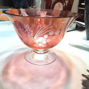 Vintage Lenox Etching Glass Grapevine Vase